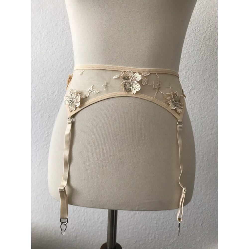 No Brand Lingerie Garter Belt Sheer Floral Embroidered